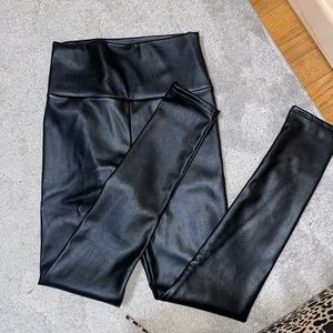 Black leather leggings pants